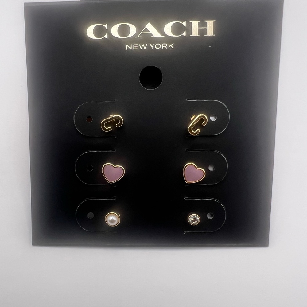 NWT Coach C Initial Stud Earrings Set - Picture 13 of 15